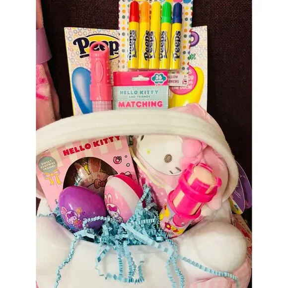 Hello Kitty bundle plush Easter basket with 6070 Easter throw 1000 piece puzzle
